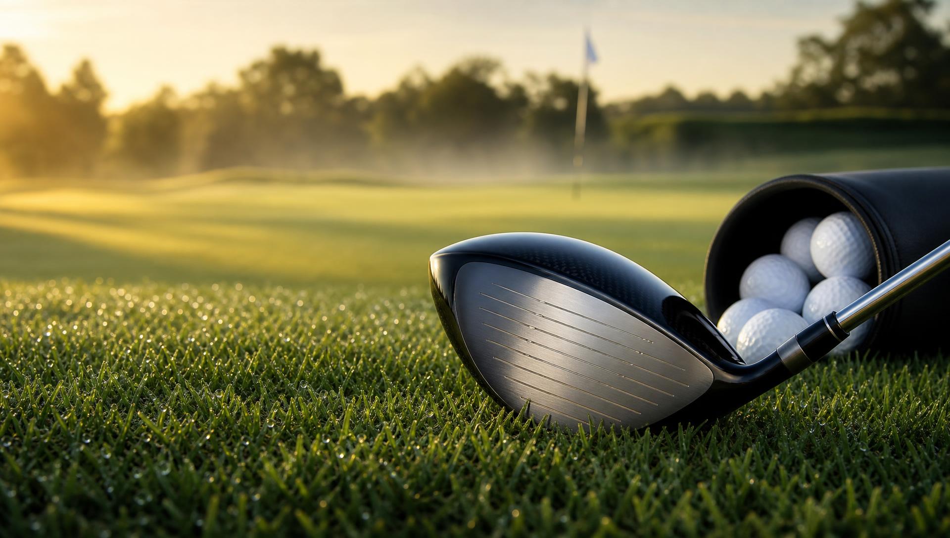 Golf course fairway at sunrise